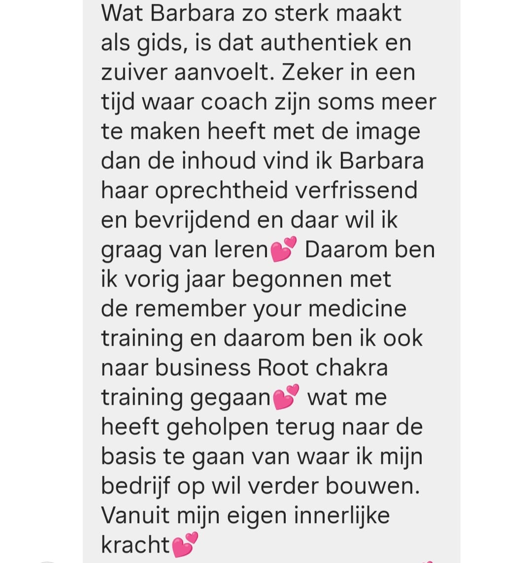 WhatsApp bericht van een deelnemer over haar eerste ceremonie